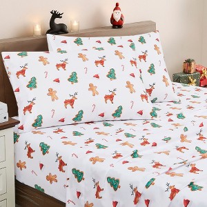 Printed Holiday 4pc Sheet Sets, Easy Care, Soft & Wrinkle-Resistant Holiday Bedding by Sweet Home Collection™ - 1 of 4
