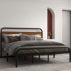 King Size Bed Frame, Heavy Duty Metal Platform Bed Frame with Wood Headboard, Full Bed Frame with Under Bed Storage Space and Solid Slat Support - 3 of 4