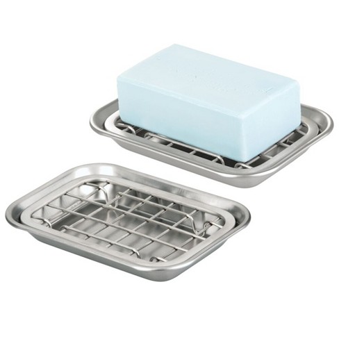 Soap Dish With Drain Tray One Piece Soap Saver for Kitchen