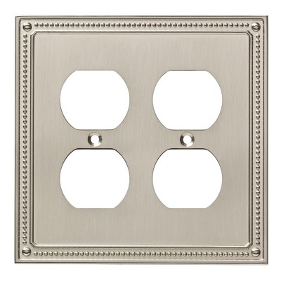 Franklin Brass Classic Beaded Double Duplex Wall Plate Nickel