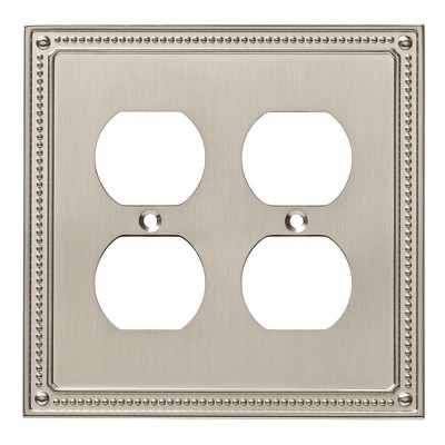 Franklin Brass Classic Beaded Double Duplex Wall Plate Nickel