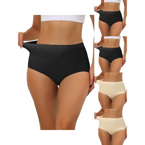 Allegra K Women's Elastic High-Waisted Unlined Breathable 5 Packs Hipster Underwear - 1 of 4