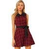 INSPIRE CHIC Women's A-line Belted Vintage Sleeveless Plaid Dress - 2 of 4