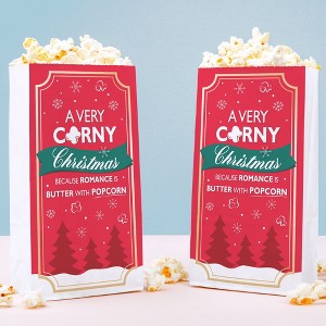Big Dot of Happiness Christmas Movie Popcorn Bags, Funy Holiday Rom Com Movie Night, Free-Standing Individual White Paper Bags - 25 Count - 1 of 4