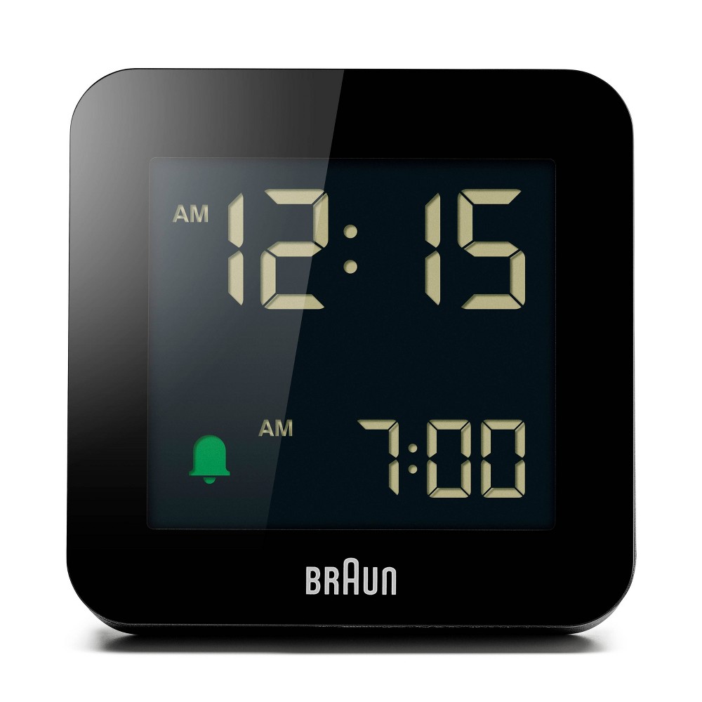 Braun Digital Alarm Clock with Snooze and Negative LCD Display Black