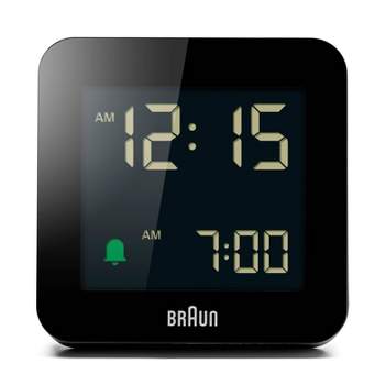 Braun Digital Alarm Clock with Snooze and Negative LCD Display