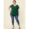 Agnes Orinda Women's Plus Size Top V Neck Flutter Sleeves Layered Chiffon Ruffle Elegant Blouses - 3 of 4