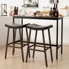 Tangkula Bar Stools Set of 4 Saddle-shaped Bar Stools Upholstered PU Leather High Stools - 3 of 4
