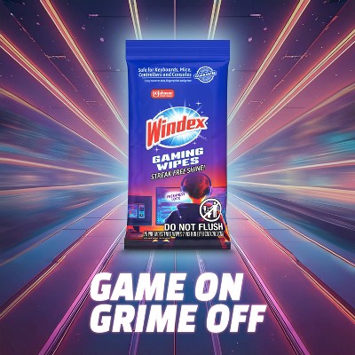 Windex Gaming Electronic All-Purpose Cleaning Wipes - 25ct: Resealable Bag, Streak-Free Surface, Removes Dust, Multi-Surface