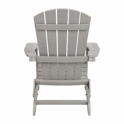 Gray Poly Resin Folding Adirondack Lounge Chairs with Arms