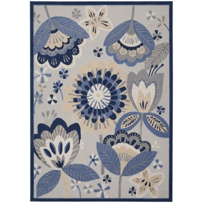 Nourison Aloha Floral Bordered Outdoor Area Rug