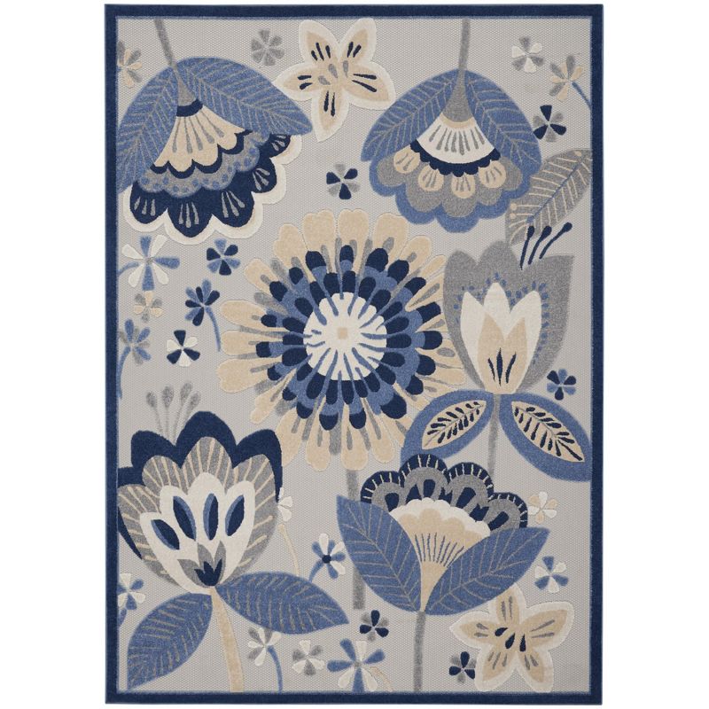Nourison Aloha Floral Bordered Outdoor Area Rug, 1 of 12
