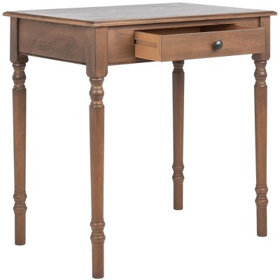 Arina Brown Wood Spindle Leg Writing Desk with Drawer