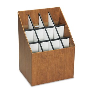 Safco Corrugated Roll Files, 12 Compartments, Woodgrain, 15"w x 12"d x 22"h - 1 of 2