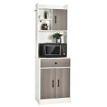 Costway 3-Door 71'' Kitchen Buffet Pantry Storage Cabinet w/Hutch Adjustable Shelf White