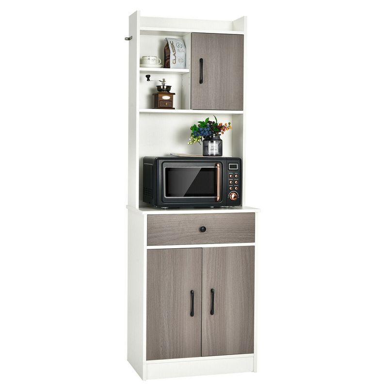 Costway 3-Door 71'' Kitchen Buffet Pantry Storage Cabinet w/Hutch Adjustable Shelf White, 1 of 11