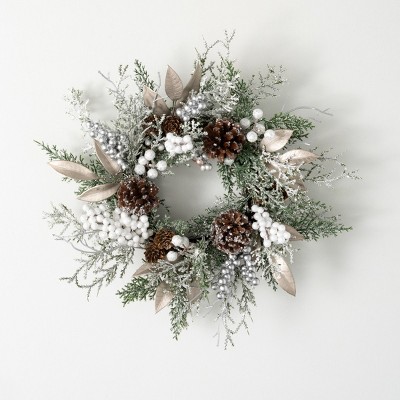 20h Sullivans Lush Leaf Berry Small Wreath, Multicolored : Target