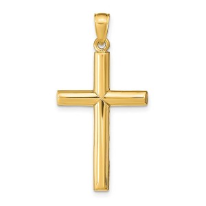 Black Bow Jewelry 14k Yellow Gold 2D Solid Latin Cross Pendant, 15 x 31mm - 1 of 4
