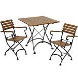 Sunnydaze Indoor/Outdoor Essential Chestnut Wood Folding Bistro Chair and Table - Dark Brown - 3pc