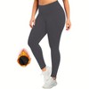 KOJOOIN Women's Curvy Fit Thermal Lined Active Leggings Brushed Fleece Winter Pants with High Waist Snow Ready Features - 3 of 4