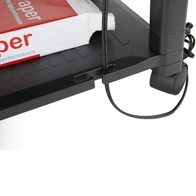 Black Adjustable Height Mobile Printer Cart with 3 Shelves