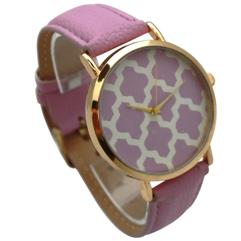 Olivia Pratt Lavender Geometric Pattern Leather Strap Watch, 4 of 6