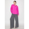 Slickblue Women's Button Down Collared Shirt, Relaxed Fit Linen Blend Top with Pocket, 4 Color Options, Size S-L - 2 of 4