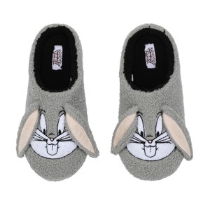 Looney Tunes Bugs Bunny Face Adult Gray Scuff Slippers - 1 of 4