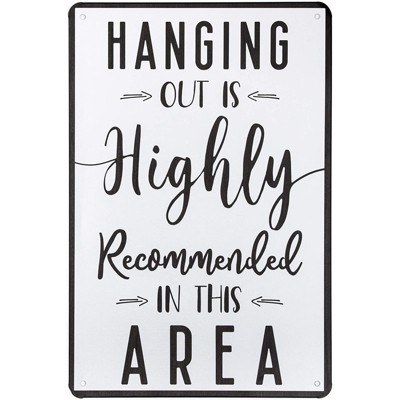Farmlyn Creek Home Kitchen Wall Sign, Hanging Out is Highly Recommended in This Area (7.75 x 11.75 in)