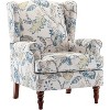 Erommy Upholstered Accent Chair, Floral Print Fabric Armchair,Blue - 2 of 4