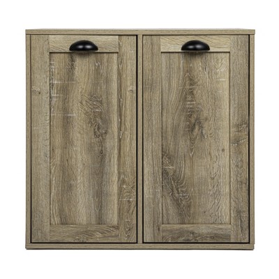 Oak Finish Tilt-Out Laundry Sorter Cabinet