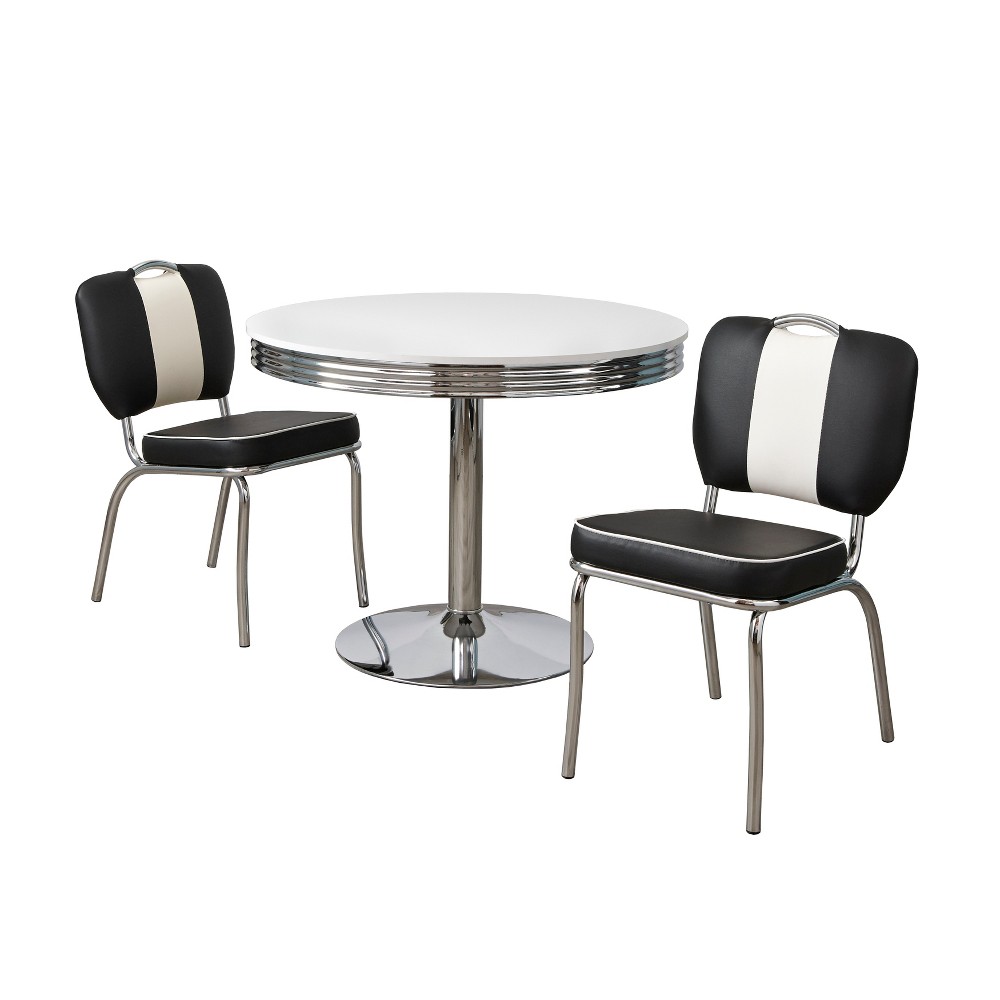 Photos - Dining Table 3pc Raleigh Retro Dining Set White/Black - Buylateral