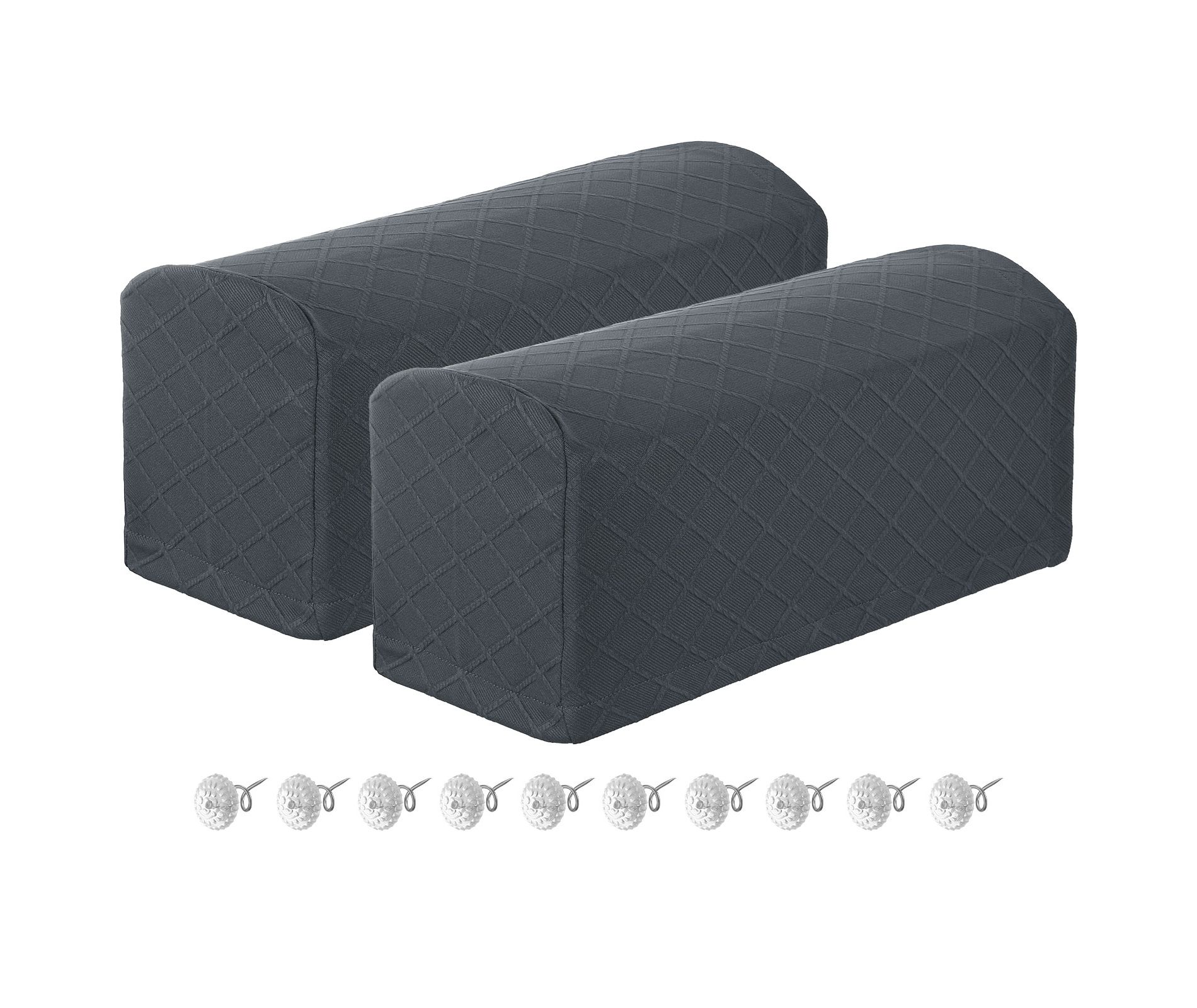 Unique Bargains Non Slip Scratch Resistant Soft Armchair Slipcovers with Twist Pins 2 Pcs Grey