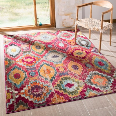 Bohemian Chic Monaco Square Hand-Knotted 47" Red Area Rug