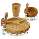 NutriChef Sparkle Bamboo Dinnerware Set with Silicone Suction for Kids