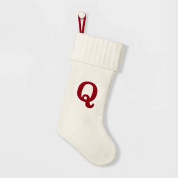 Knit Monogram Christmas Stocking White Q - Wondershop™