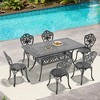 7-Piece Outdoor Dining Set, Black Cast Aluminum Rectangle Table , Umbrella Hole , 6 Chairs - 4 of 4