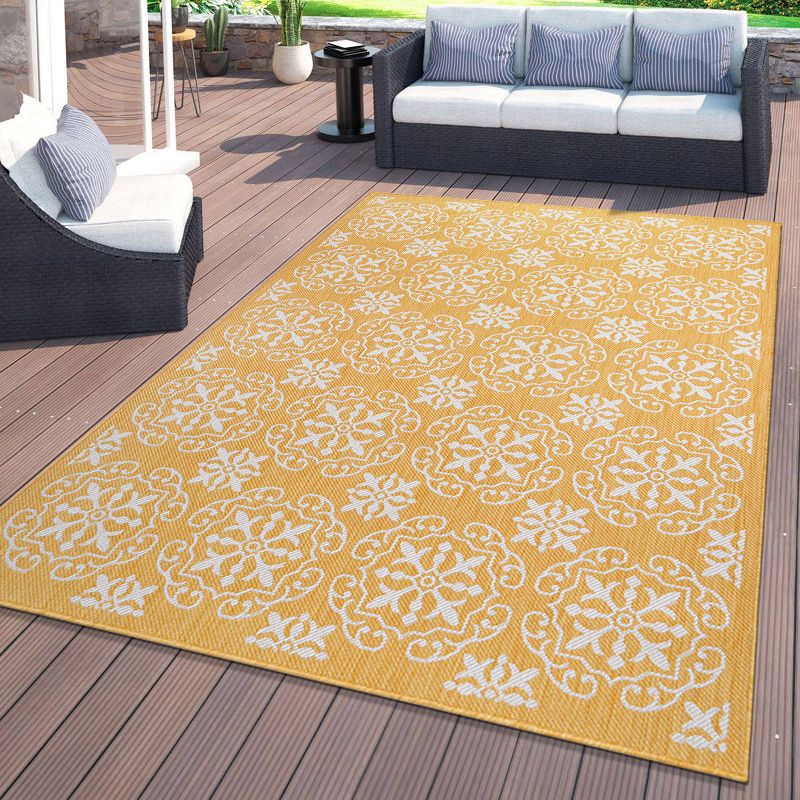 World Rug Gallery Transitional Geometric Textured Flat Weave Indoor/Outdoor Area Rug, 3 of 19