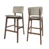 PAGED Wooden Bar Stools Set of 2, Modern Upholstered Counter Height Bar Chair with Back for Bar, Kitchen, Dining Room - 2 of 4