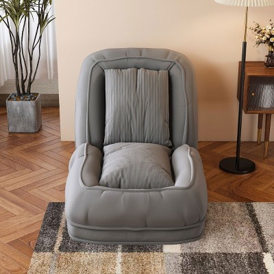 Upholstered Human Dog Sofa Chair with Adjustable Backrest and Pillows, Corduroy Sleeper Chair for Adults and Pets-Baofuwish