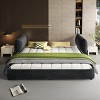 AENKYO King Size Platform Bed Frame with Movable Chenille Upholstered Headboard, Metal+Solid Wooden Slat Double Support - 2 of 4