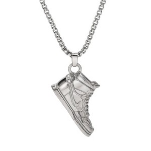 Men's Silver - Toned Stainless Steel Box Chain Necklace with Sneaker Pendant - 1 of 4