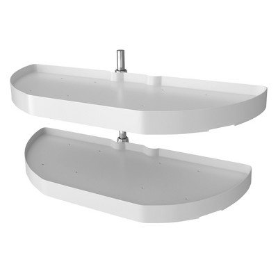 Rev-A-Shelf Polymer Half Moon 2-Tier Lazy Susan Blind Corner Kitchen Cabinet Storage Organizer w/ Pivot & Slide Hardware