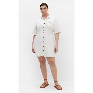 Women's Plus Size Liv Denim Dress - ivory denim | CITY CHIC - 1 of 4