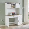47" Farmhouse Executive Desk with Drawers, Wood Home Office Desk w/Charging Station, File Drawer, Storage Cabinet, Rustic Computer Writing Desk - 3 of 4