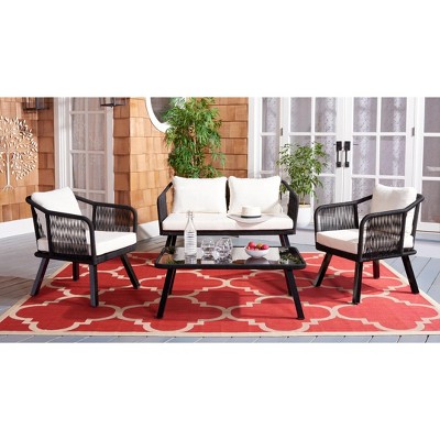 Torsla Black and Beige 4-Piece Rope Patio Set