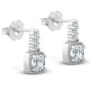 Pompeii3 3/4ct Diamond Cushion Framed Drop Earrings 14k White Gold Petite 11mm Tall - 2 of 4