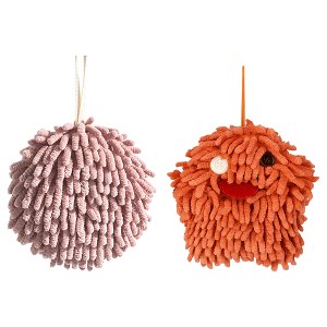 REGALWOVEN 2 Pcs Cute Comfortable Soft Absorbent Chenille Fuzzy Hand Towel - 1 of 4