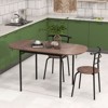 Tangkula 3 Pcs Foldable Dining Table Set w/ 2 Chairs Industrial Oval Corner Dining Set - 3 of 4