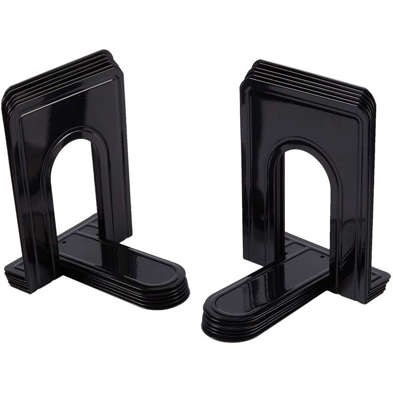 Juvale 6-Pair Black Metal Non-Skid Book Stoppers Book Ends Holder Bookends, 5 x 6.75 x 5.75 in, 1 of 5